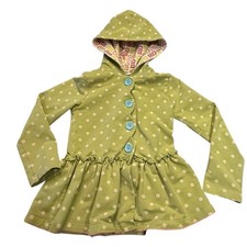 Matilda Jane Green Polka Dot Hoodie with Peplum and Button Girls Size 6