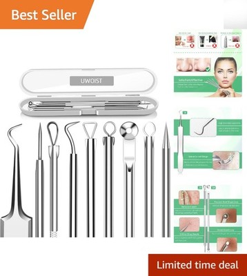 5PCS Blackhead Remover Comedone Extractor, Curved Blackhead Tweezers Kit, Pro...
