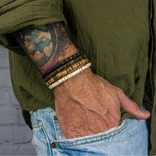 Mens Coconut Shell Stackable Surfer Bracelet Coconut Wood Custom Bracelets Set