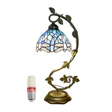 JGWSQ Dragonfly Tiffany Table Lamp Stained Glass Desk Lamp for Bedroom