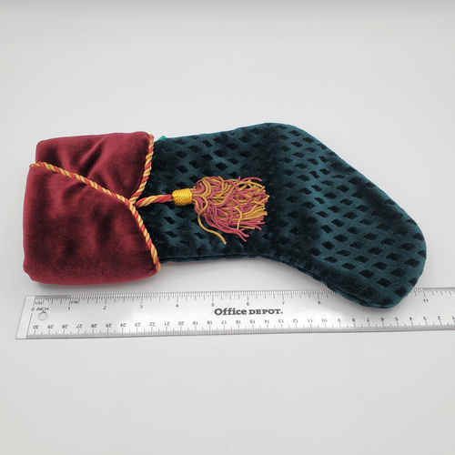 VTG Russ Velvet Christmas Stockings Set Luxe Tassels Cording Green Burgundy NWT - Picture 10 of 10