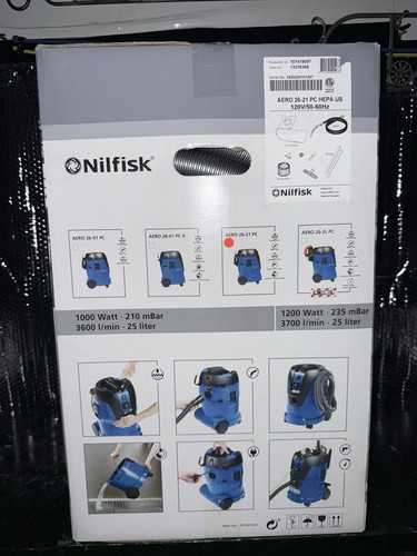 Nilfisk Aero 26-21 6.6-Gallon Wet/Dry Canister Industrial Vacuum Sealed Box - Picture 4 of 5