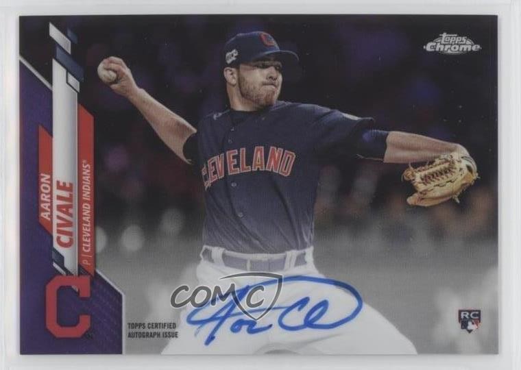 2020 Topps Chrome Rookie Purple Refractor 41/250 Aaron Civale #RA-AC Auto RC y0i