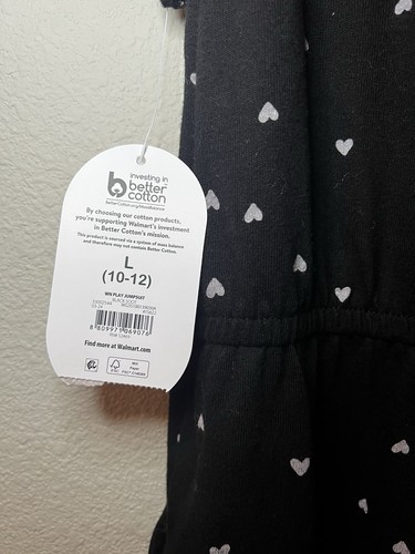 Wonder Nation Girls Black Heart Print Jumpsuit Size L 10/12 NWT - Picture 3 of 3