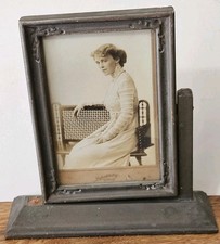Very nice portrait of lady in an elegant dress cabinet photo in wood frame 1890s