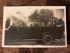 Early 20th c. RPPC People Group On Charabanc Photo Postcard
