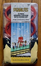 Peanuts 13-Piece Shower Curtain Set, 72 X 72 Inch Fabric Curtain with Hooks New