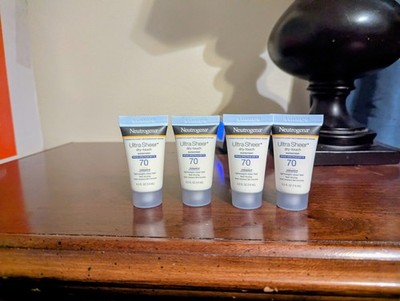 Lot of 4 Neutrogena Ultra Sheer Dry-Touch SPF 70 Sunscreen Lotion 0.5oz