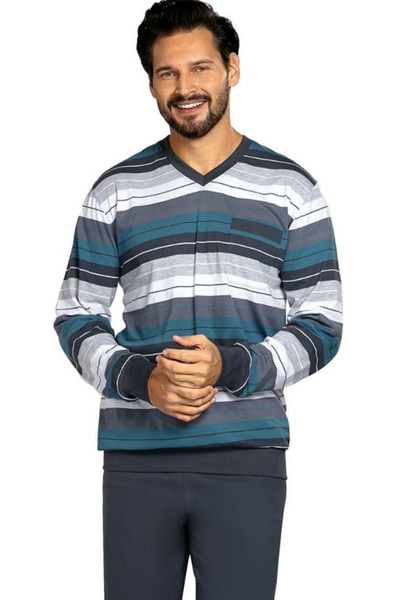 Comte Schlafanzug Mit BüNdchen GrößE M/50 Pyjama Langarm Grau Herren 2528.27-image