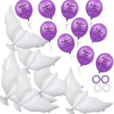26 Pieces Purple Memorial Funeral Remembrance Balloons and 41.3 Inch Peace Do...