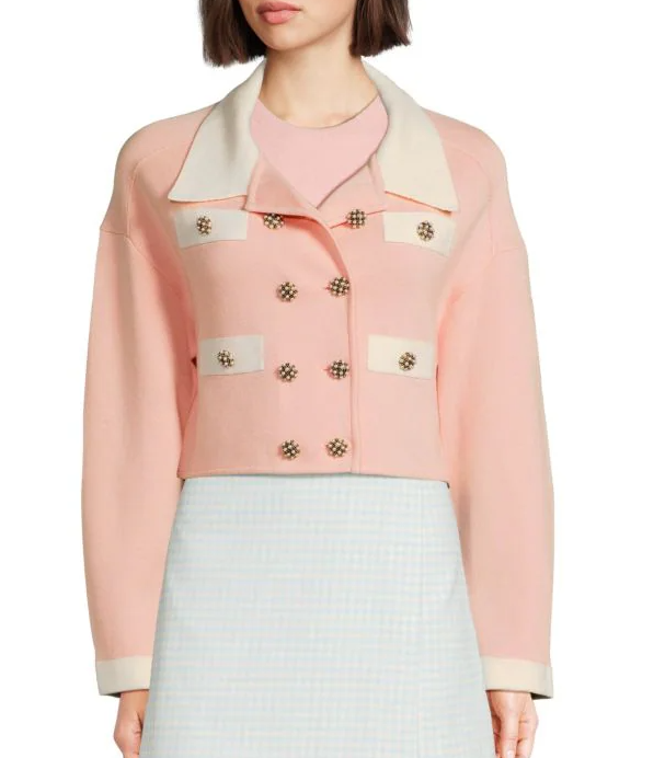 NEW, Alice & Olivia Verdell Double-Breasted Wool-Blend Cardigan