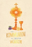 Kommunion GlüCkwunschkarte Mit Umschlag Green Line Unverpackt Kreuz, Kelch, Wein
