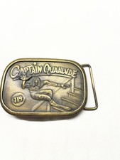 Vintage 1977 Captain Quaalude 714 Belt Buckle Indiana Metal Craft Drug Humor
