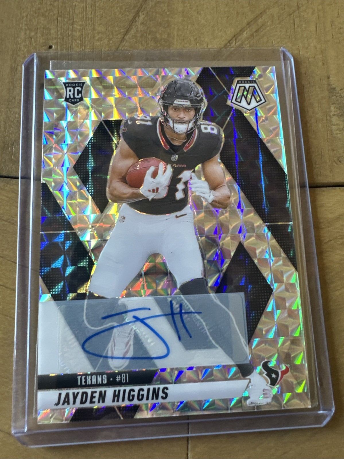 2025 Mosaic Jayden Higgins #346 Silver Prizm Rookie Auto Texans
