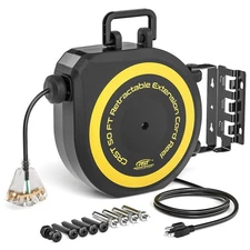Heavy Duty Retractable Extension Cord Reel with Lighted 3 Outlets Tap,UL Listed