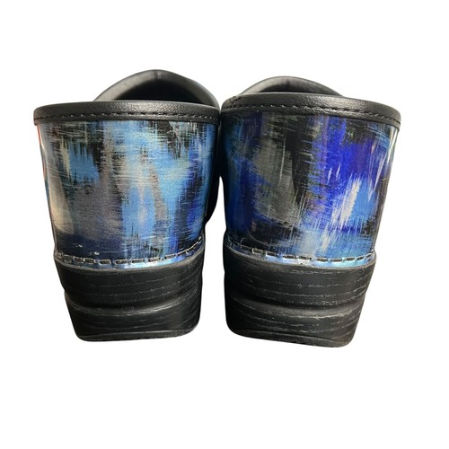 Dansko Professional Shoes Womens Size 40 Blue Black Patent Leather Clogs Comfort - Picture 4 of 11