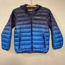 Eddie Bauer Reversible Blue Hombre Down Puffer Youth Size 10-12