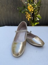 The Children  s Place Girls Gold Metallic Mary Jane Ballet Flats Rhineston