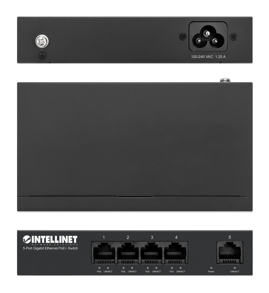 Intellinet 5-Port Gigabit Ethernet PoE+ Switch - Image 4 of 4