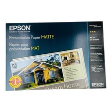 100 Sheets Epson 13" x 19" Presentation Paper Matte White 27lb for Inkjet