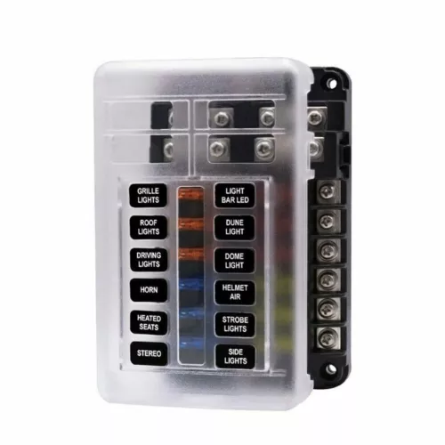 12-Way Blade Fuse Box Block Holder LED Indicator 12V 32V Car Marine Waterproof - Picture 16 of 18