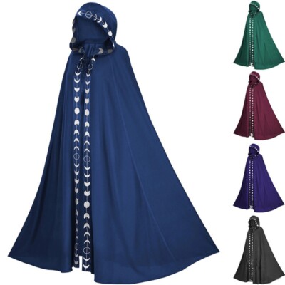 Hooded Cape Renaissance Cape Mage's Robe Halloween Cosplay Performance Costumes