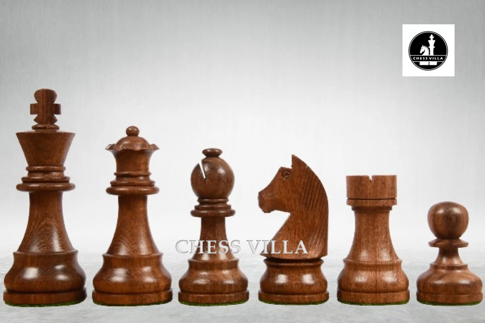 Juego de piezas de ajedrez de madera de torneo clásico de 3,75′′ solamente - palo de rosa dorado Foto 2 de 4