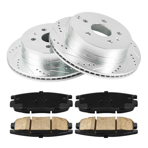 Rotores traseros perforados + pastillas de freno 55178/D1275 para Chevy Equinox GMC Terrain 10-17 - Imagen 2 de 12