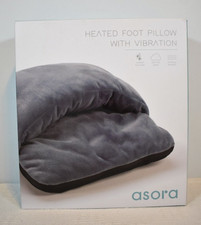 BRAND NEW Cozy Heated Asora Gray Plush Foot Pillow w/ Soothing Vibration Massage