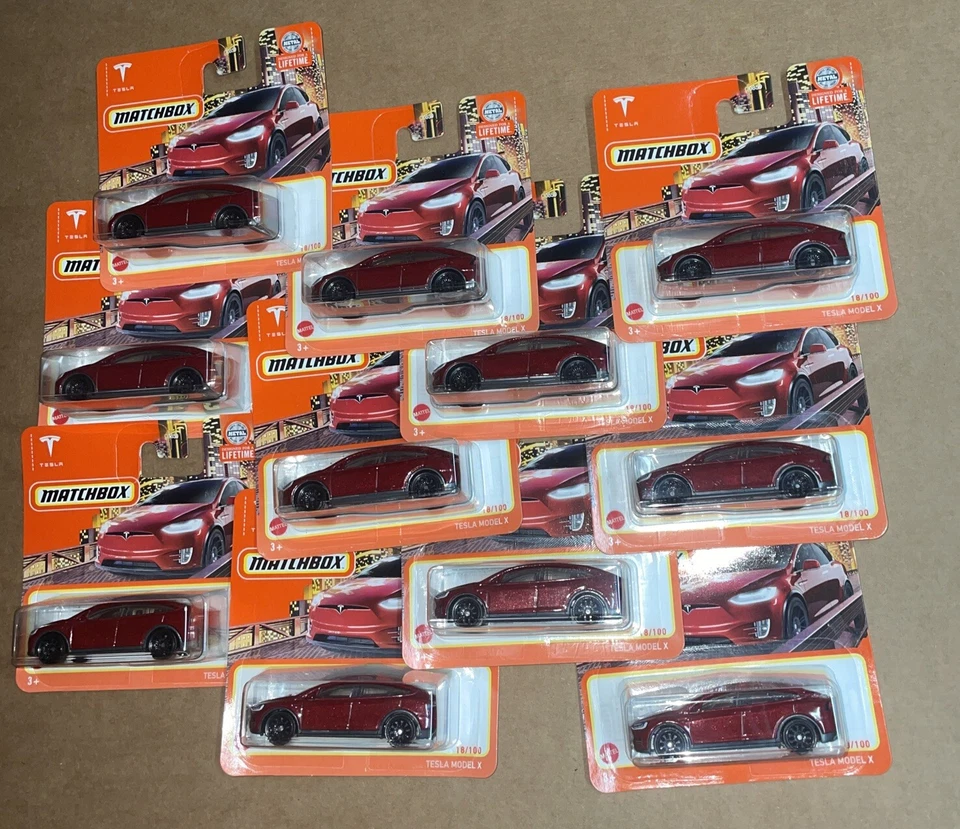 Matchbox Tesla Model X Red 18/100 Lot Of 11 Short Card - Image 3 of 4