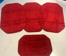 X ROMANY WASCHBARE ZIGEUNERMATTEN 4-TEILIG NEUE QUALITÄT RUTSCHFESTE LILIENDESIGNS ROTE TEPPICHE X