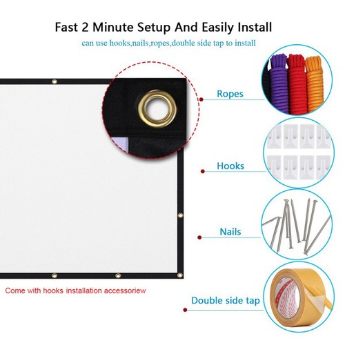 Simple Projector Curtain Home Theater Office 16:9 HD Display Projection Screen - Picture 10 of 17