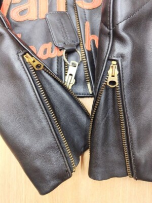 VANSON Motorcycle Riders Leather Jacket Black Orange Men's Size 38