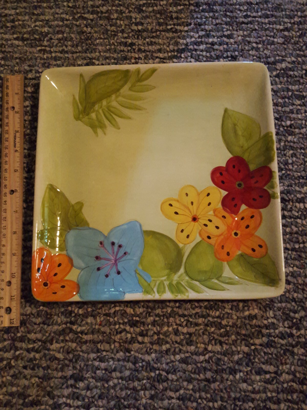GATES WARE BY LAURIE GATES 11" SQUARE FLORAL PLATE eBay