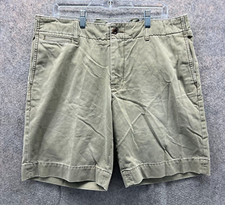 Vintage Polo Ralph Lauren Shorts Mens 35 Green Olive Chino Flat Woven Cotton