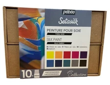 Pebeo Setasilk Fabric Painting Collection 10 X 45ml Silk Gift Set 758485