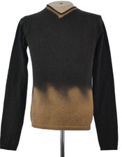 Tommy Hilfiger V Neck Jumper Mens size S Dip Dye Brown Black Cotton Sweater