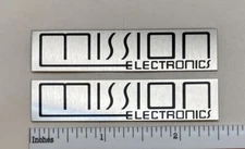 Mission Electronics Speaker Badge PAIR Custom Made Satin Silver Aluminum 