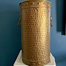 HAMMERED RIVET BRASS VINTAGE UMBRELLA STAND 18 1/4" X 10"