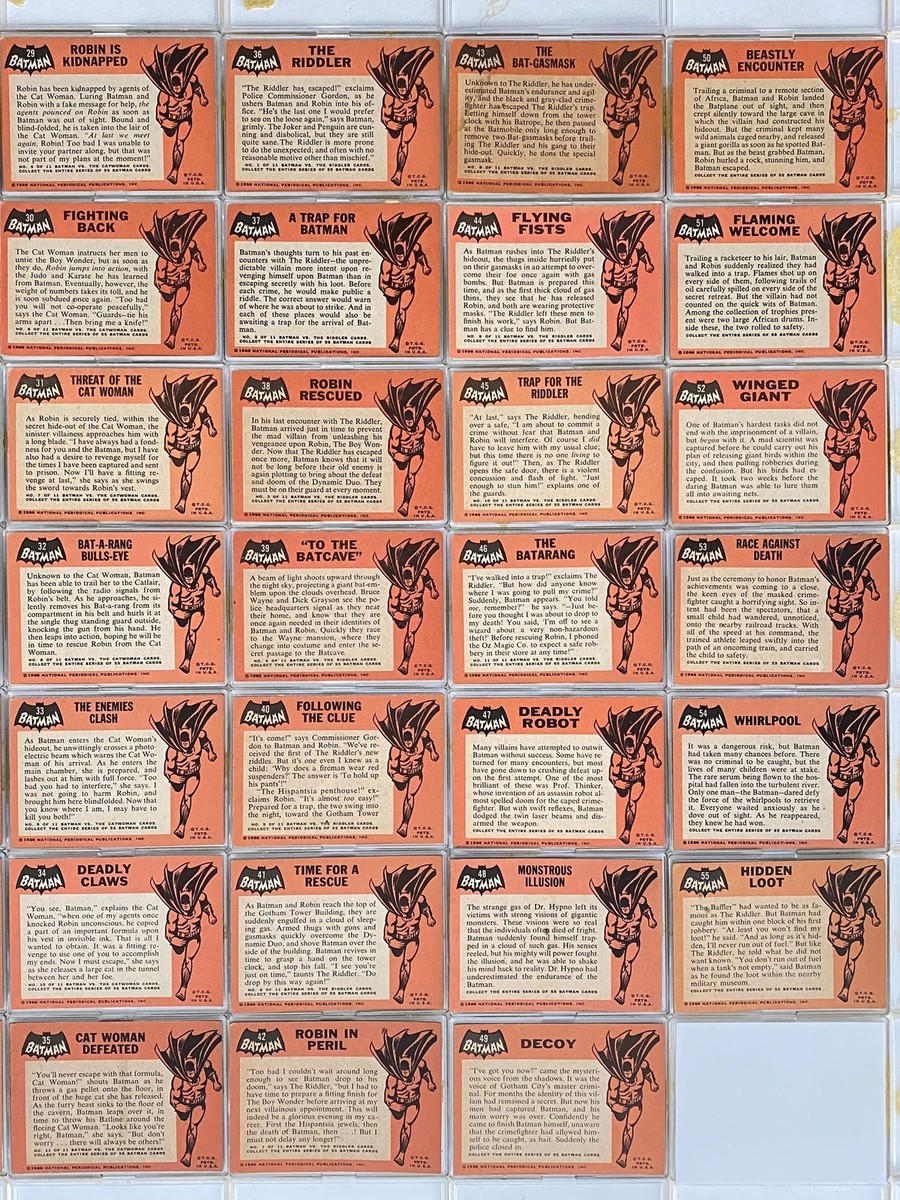 1966 Batman (Black Bat) Complete Vintage Trading Card Set 55 1966 Batman (Black Bat) Complete Vintage Trading Card Set 55