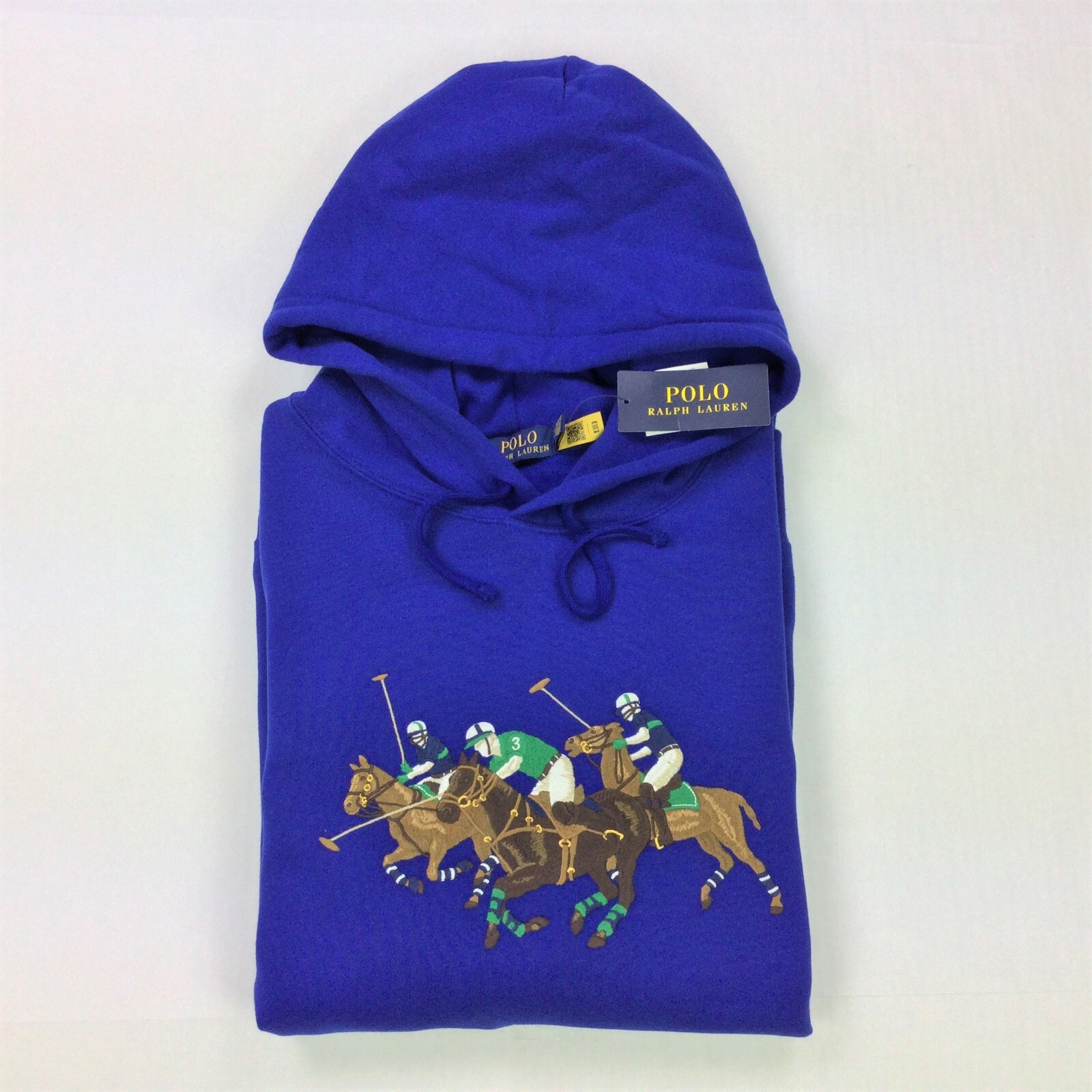 Felpa con cappuccio Polo Ralph Lauren uomo vintage classica ricamata triplo pony pile XL 2XL