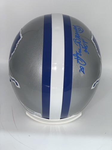 LEM BARNEY Signed DETROIT LIONS full size Proline Rep Helmet Auto Inscribed HOF - Picture 5 of 7