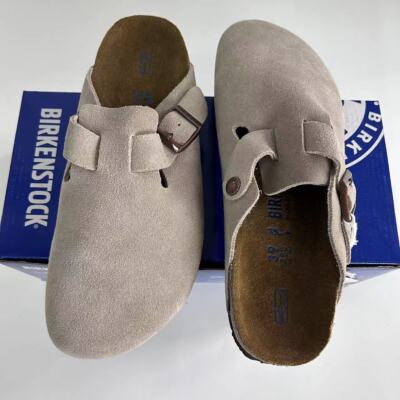 靴 BIRKENSTOCK BOSTON BS TAUPE Birkenstock New w/ Box Boston Taupe Suede Soft Footbed