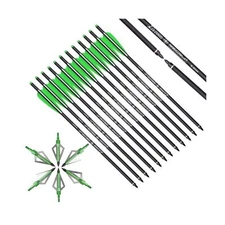 Elong Crossbow Bolts 20 Inch Carbon with Hunting Broadheads 6 Pack, Crossbow ...