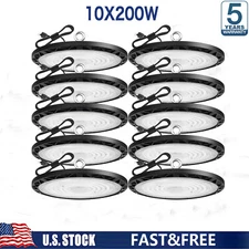 10 Pack 200W UFO Led High Bay Light Commercial Industrial Warehouse Shop Lights