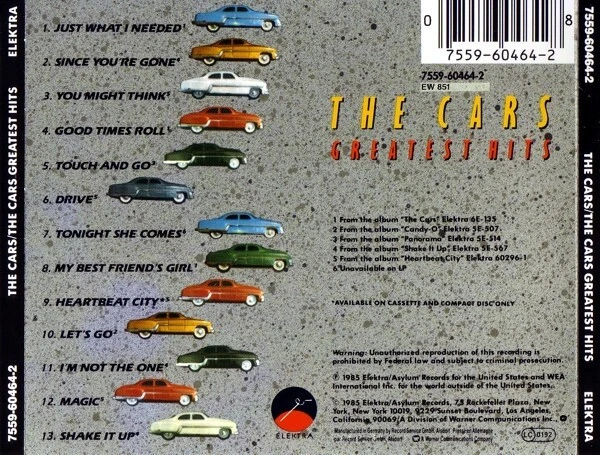 THE CARS - GREATEST HITS - CD ALBUM - REISSUE - ELEKTRA - 1998 - MADE IN GERMANY - Bild 2 von 4