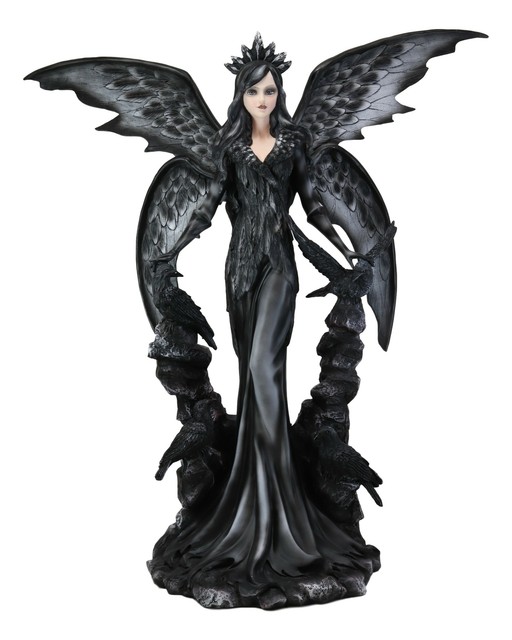 Large 24 Tall White Haired Queen Fairy With Black Goul Serpentine