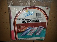 Intex The Wet Set Action Mat 1985 Air Mattress 72  X30  pink,green, White Striped