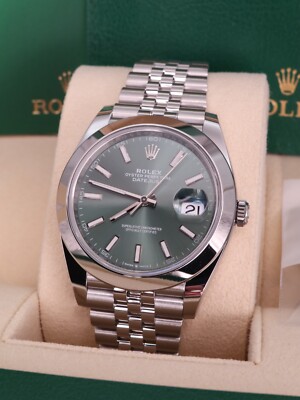 Rolex Datejust 41 NEW 2024 Mint Green Dial Jubilee Band Smooth Bezel Stainless