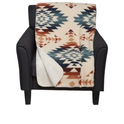 NWT Pendleton Peak Canyon Multicolor Sherpa Throw Fleece Blanket